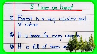 5 lines essay on Forest in English  Forest 5 lines  Short essay on forest [upl. by Aihsetan497]