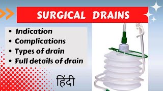 Surgical Drain  Wound Drain  Abdominal Drain  Full details in hindi  Indication  Types [upl. by Strohbehn993]