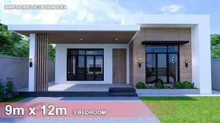 Simple House  House design idea  9m x 12m 108sqm  3Bedroom [upl. by Ettenay]