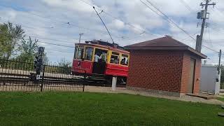 The Red Tolley Train Up Close leaving the station at the Illinois Railway Museum [upl. by Jonah473]