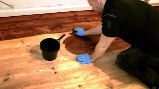 How to Stain a Wooden Floor pro method for DIY [upl. by Millburn849]