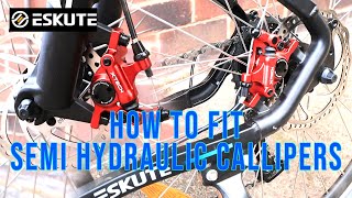 HOW TO FIT Semi Hydraulic Disc Brake Callipers Convert from Standard Cable Brakes HB100 XTech Zoom [upl. by Hellah]