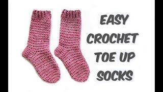 How to Crochet Simple Toe Up Socks [upl. by Parrisch]