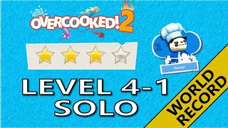 Overcooked 2 – Level 41  4Stars World record  1 Player  Score 1076 [upl. by Cristy481]