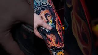 Jesus  7 Deadly Sins full sleeve leg tattoo [upl. by Onafets]