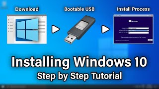 How to Install Windows 10 with a USB Drive  Step by Step Tutorial [upl. by Ahserak]