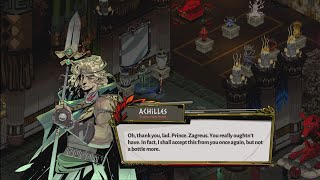 Achilles accepts his last bottle of Ambrosia from Zagreus and thanks him for the mirror  Hades [upl. by Zingale]