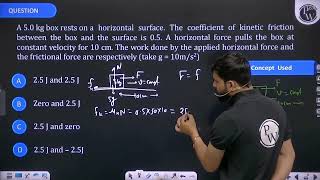 A \50 kg\ box rests on a horizontal surface The coefficient of kinetic friction between the [upl. by Naesad]