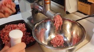 Grinding Brisket Into BurgerLEM Big Bite 8 Meat Grinder 050HP [upl. by Denys]