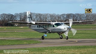 General Aviation Plane Spotting at Teuge Airport EHTE 25022023  Crosswind landings [upl. by Eilyr733]