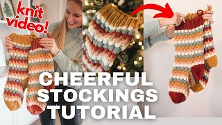 Cheerful Stockings  Free Knit Christmas Stocking Pattern [upl. by Eppilihp]