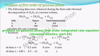 Problem 1 Gaseous phase First order Integration Rate equationchemical kinetics part 64 CBSE class12 [upl. by Hollie]