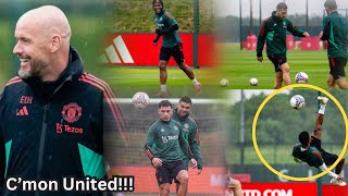 Bring on City Man United training today 🔥 see Amad bicycle kick goal Hojlund Martinez Bruno [upl. by Marquez756]