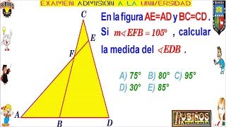 EXAMEN ADMISIÓN UNIVERSIDAD AGRARIA TRIÁNGULOS SOLUCIONARIO GEOMETRÍA [upl. by Ahsiemak]