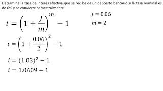 Tasas de interés nominales efectivas y equivalentes  Ejemplo 1 [upl. by Oidiple]