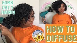 DIFFUSING AND STRETCHING MY TYPE 4 HAIR  No Frizz Minimize Shrinkage [upl. by Zebadiah]