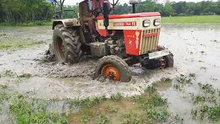 Swaraj 2024 New Model 744 Fe 4WD Tractor Rottarvator Pudding Performance [upl. by Itnahs530]