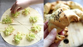 RICETTA in 1 MINUTO  CORNETTI RUSTICI ZUCCHINE e FETA con pasta briseé shorts [upl. by Zea]