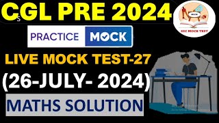 PRACTICE MOCK CGL PRE LIVE MOCK TEST SOLUTION  26 JULY 2024 LIVE MOCK TEST  SSC MOCK TEST [upl. by Sontag952]