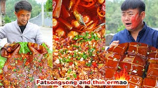 The steak and trotters made by Songsong and Ermao are so delicious  mukbang  Spicy Chicken [upl. by Arikihs]