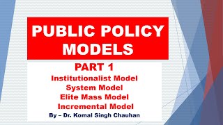 Models of Public Policy I Public Administration Lecture Series [upl. by Masry]