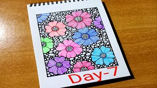 30 Days 30 Drawings Day7  freehand flower drawing art drawing youtube [upl. by Eldrida]