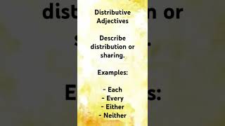 Distributive adjective adjectives in english grammar adjectiveinenglish englishgrammar adjective [upl. by Sundberg51]