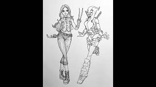 003mm cross hatching X23 Laura Kinney next to Gwenpool fanart marvelstudios [upl. by Nnahteb]