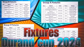 Durand cup 2024 fixtures schedule of all groups abcdef isl fixtures 0futballtalk [upl. by Brozak]