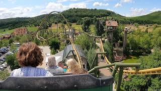 Volldampf family shuttle coaster at Erlebnispark Tripsdrill in Germany POV of a Vekoma through roof [upl. by Ailaht]