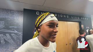 Aaliyah Edwards UConn womens basketball postgame locker room NCAA Tournament Jackson St  323 [upl. by Adran]