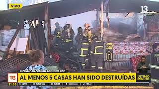 Incendio en Puente Alto al menos cinco casas han sido destruidas [upl. by Hailat]