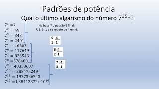 Descubra o último algarismo da base 7 através do padrão de potência [upl. by Dibrin]