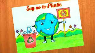 plastic ban poster drawinghow to draw international plastic bag free day very easypushpa singhart [upl. by Nedaj]