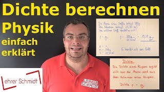 Dichte berechnen  Physik einfach erklärt Formel amp Beispiele  Lehrerschmidt [upl. by Cyrill]