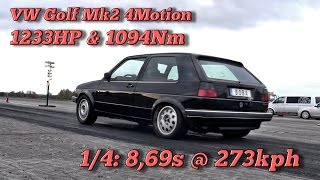 VW Golf Mk2 4Motion 1233HP 869s  273kph in Finsterwalde 2016 [upl. by Adidnac128]