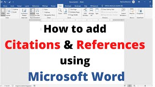 How to add Citations and References using Microsoft Word  Adding Citation and References by MS word [upl. by Annim]