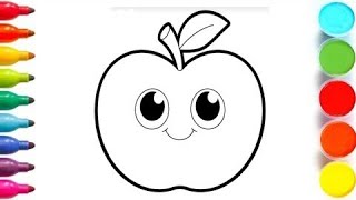 Apple Drawing Easy  Drawing and Coloring  How to Draw an apple🍎 [upl. by Amias936]