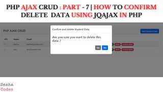 PHP AJAX CRUD7  How to Confirm Delete data in modal using AJAX In PHP [upl. by Hayse]