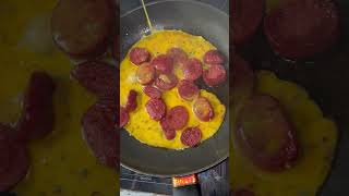 ✨garlic sausage with scrambled eggs✨ food halal cooking halalfood recipe foodie sucuk [upl. by Iseabal824]