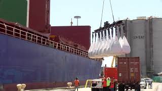 Teeters stevedores unload super sacks with new equipment [upl. by Krute]