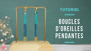 TUTORIEL  Boucles doreilles pendantes en perles de rocailles Miyuki [upl. by Enneyehs584]