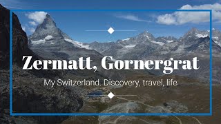 Gornergrat railway Zermatt Matterhorn The hike between Rotenboden and Riffelberg Drone view [upl. by Asek]