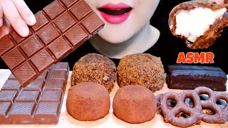 ASMR CHOCOLATE CHAPSSALTTEOK PRETZEL CAKE 초코amp티라미수 찹쌀떡 초코 프레첼 밀크 초콜릿 허쉬 케익 EATING SOUNDS MUKBANG [upl. by Valerian97]