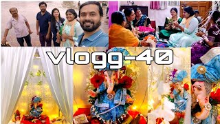 vlogg 40 Teej ki pooja or bhajan  tilwara me visarjan  Ganpati babba sthapana❤❤cousins jabalpur [upl. by Blayze]