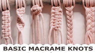 DIY  BASIC MACRAME KNOTS  MACRAME ZÁKLADNÍ UZLY  FOR BEGINNER  Macrame in hand [upl. by Chesna]