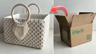 NONSTANDARD USE OF MACRAME PATTERN  STORAGE BASKET IDEA [upl. by Schick]