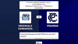 Greenvale Kangaroos WP2 v Prahran 2nds [upl. by Viva]