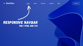 Responsive Navigation Bar Using HTML amp CSS  Navbar CSS Tutorial [upl. by Bergen218]