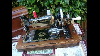 Antique Old Vintage Frister amp Rossmann Hand Crank sewing machine See Video [upl. by Kreiner]